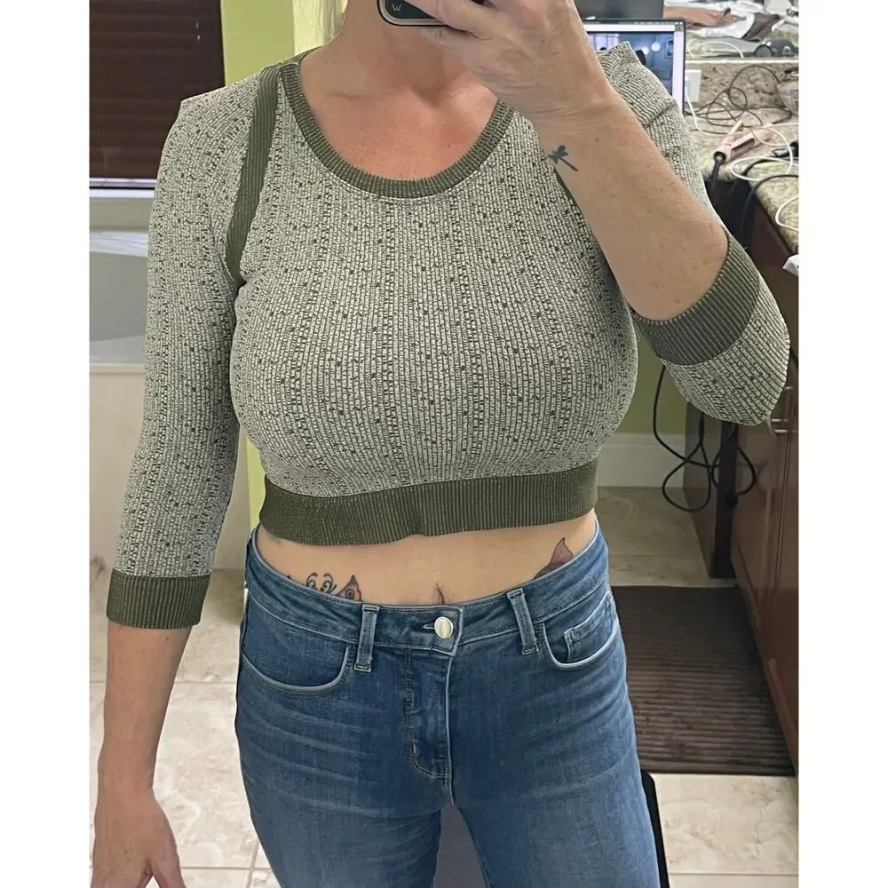 Free People We The Free medium large Give it all scoop crop top olive green